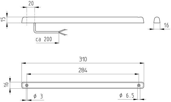 LAMPA TYŁ KAMPER ŚWIATŁO STOP ŚRODKOWE LED 310x16 mm