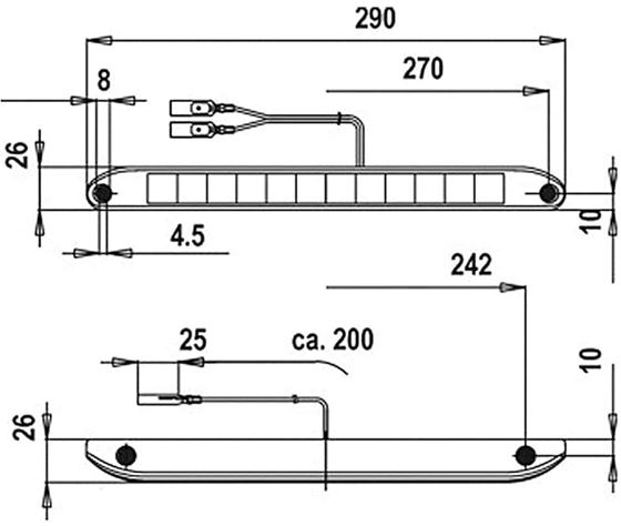 LAMPA TYŁ KAMPER ŚWIATŁO STOP ŚRODKOWE LED 290x26x26 mm