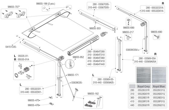 RAMIĘ MARKIZY FIAMMA CARAVANSTORE PRAWE 310-440