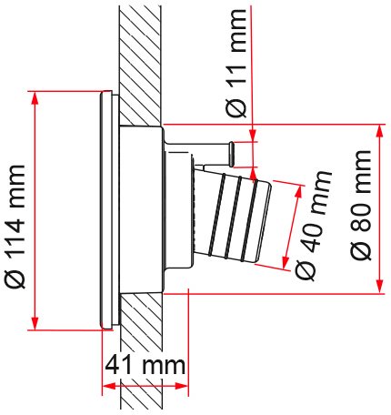 GNIAZDO WODY ZEWNĘTRZNE FIAMMA ŚR.40 mm CZARNE