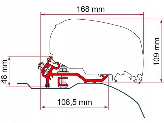 ADAPTER MARKIZY FIAMMA F65/F85 DUCATO 06- LHD+RHD NISKI DACHOWY