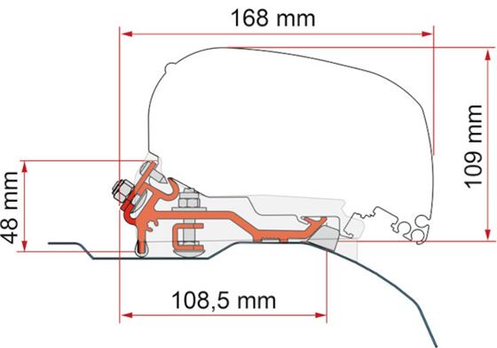 ADAPTER MARKIZY FIAMMA F65/F85 DUCATO 06- LHD+RHD NISKI DACHOWY