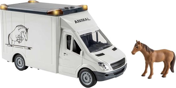 ZABAWKA "AUTO DO PRZEWOZU KONI ŚWIATŁO DŹWIĘK NAPĘD 30 cm