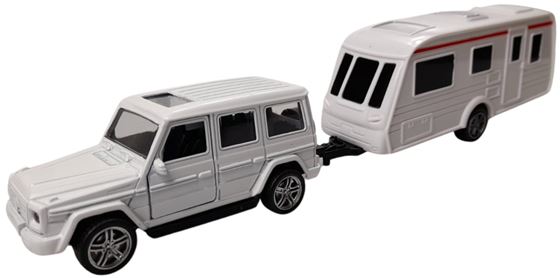 ZABAWKA "AUTO MERCEDES G-KLASA Z PRZYCZEPĄ 32 cm BIAŁY