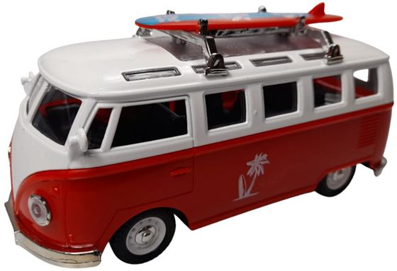 ZABAWKA "AUTO VW BUS T1 ŚWIATŁO NAPĘD I DZWIĘK 14 cm CZERWONY