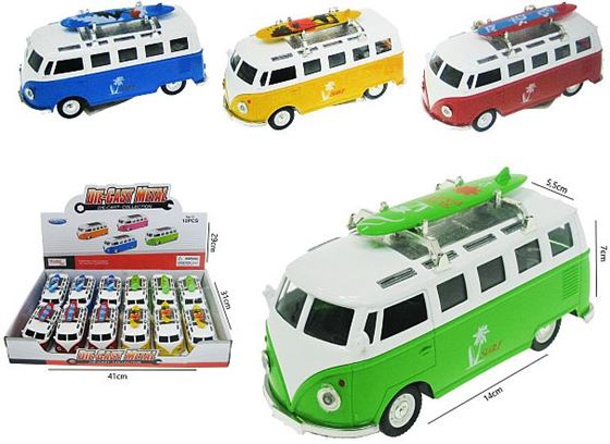 ZABAWKA "AUTO VW BUS T1 ŚWIATŁO NAPĘD I DZWIĘK 14 cm NIEBIESKI