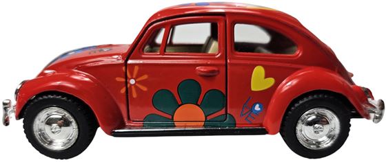 ZABAWKA "AUTO VW GARBUS CLASSIC 1967 1:32 W KWIATKI CZERWONY