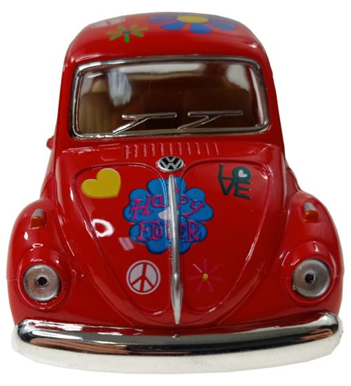 ZABAWKA "AUTO VW GARBUS W KWIATKI Z NAPĘDEM CZERWONY