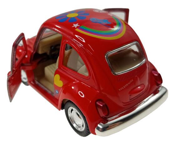 ZABAWKA "AUTO VW GARBUS W KWIATKI Z NAPĘDEM CZERWONY