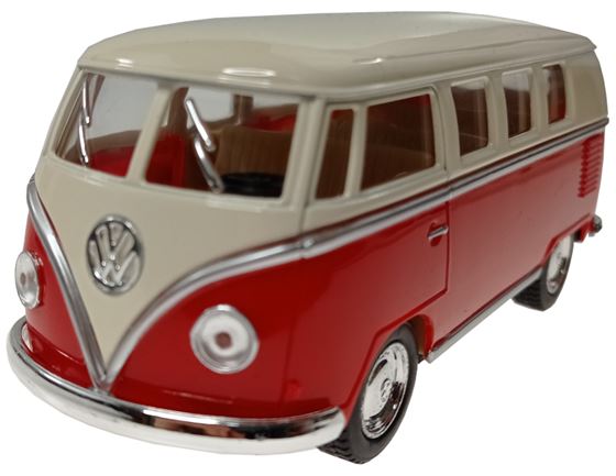 ZABAWKA "AUTO VW BUS T1 1:38 Z NAPĘDEM 13 cm CZERWONY