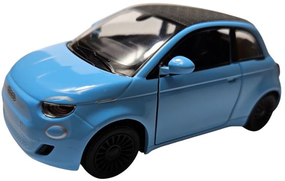 ZABAWKA "AUTO FIAT 500E 1:28 Z NAPĘDEM NIEBIESKIE