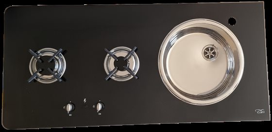 PŁYTA GAZOWA KUCHENKA 2 PALNIKI ZLEW+KRAN CAN 101.5X47CM