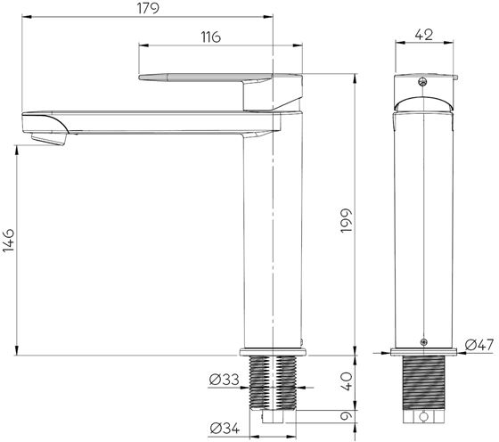 KRAN BATERIA REICH LINNEA L 33 mm CZARNY MAT