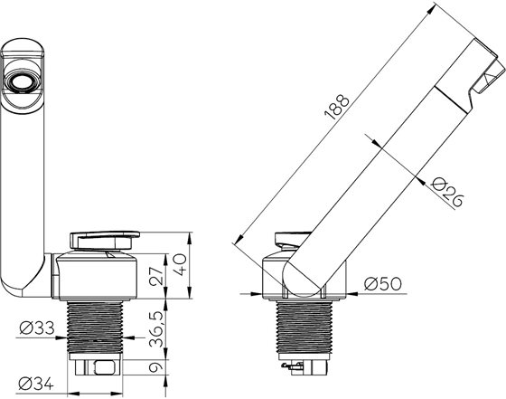 KRAN BATERIA REICH TWISTER E 33 mm CZARNY