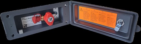 GNIAZDO GAZU ZEWNĘTRZNE 215x95 mm REICH Z ZAMKIEM SZARE