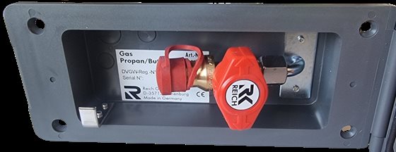 GNIAZDO GAZU ZEWNĘTRZNE 215x95 mm REICH Z ZAMKIEM SZARE