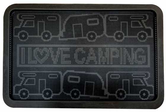 WYCIERACZKA DO BUTÓW GUMOWA CZARNA I LOVE CAMPING 40x60 cm