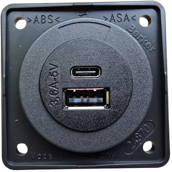 GNIAZDO ELEKTRYCZNE BERKER 12V USB A+C ANTRACYT