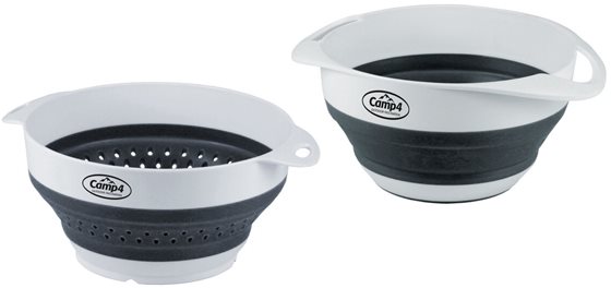 MISKA CAMP4 SKŁADANA Z SITKIEM SILIKON BIAŁO-SZARA