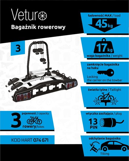 BAGAZNIK ROWEROWY STEINHOF 3 ROWERY