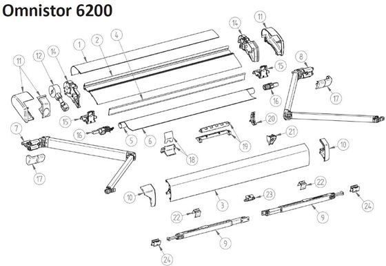 RAMIĘ MARKIZY THULE 6200 PRZEGUBOWE LEWE 3-4,5m