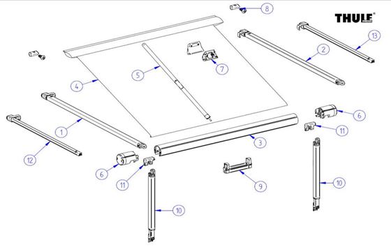 ELEMENT MARKIZY THULE 1200 OSŁONA RAMIENIA  2SZT.